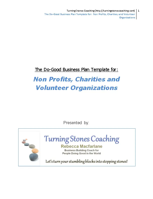 Do Good Business Plan Template For Non Profits Template Download