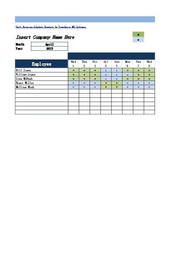 Download Monthly Employee Excel Shift Rotation Template Excel Format