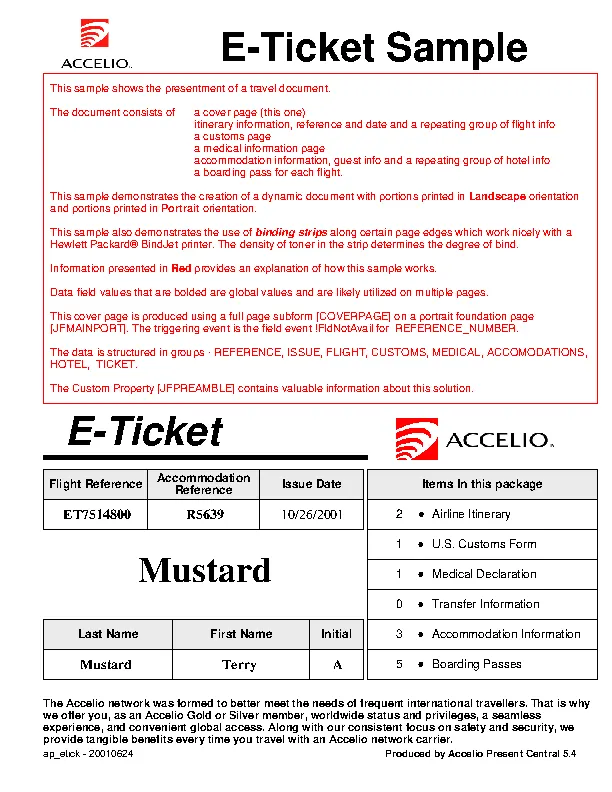 E Ticket Itinerary Template