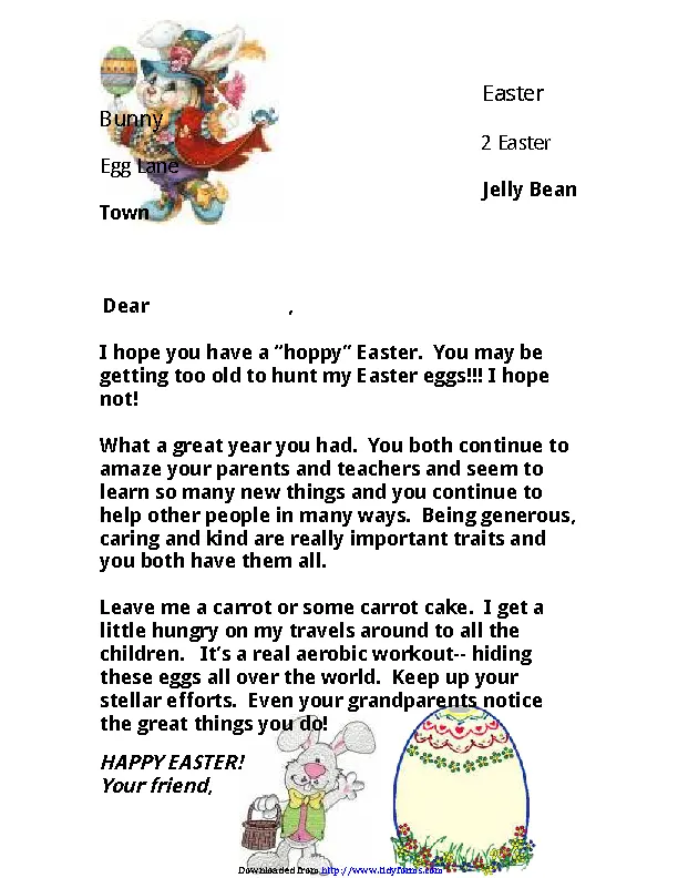 Easter Bunny Letter Template 2