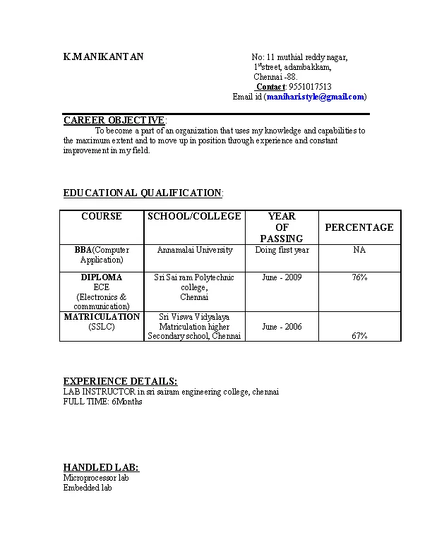 Ece Resume Template Format PDFSimpli