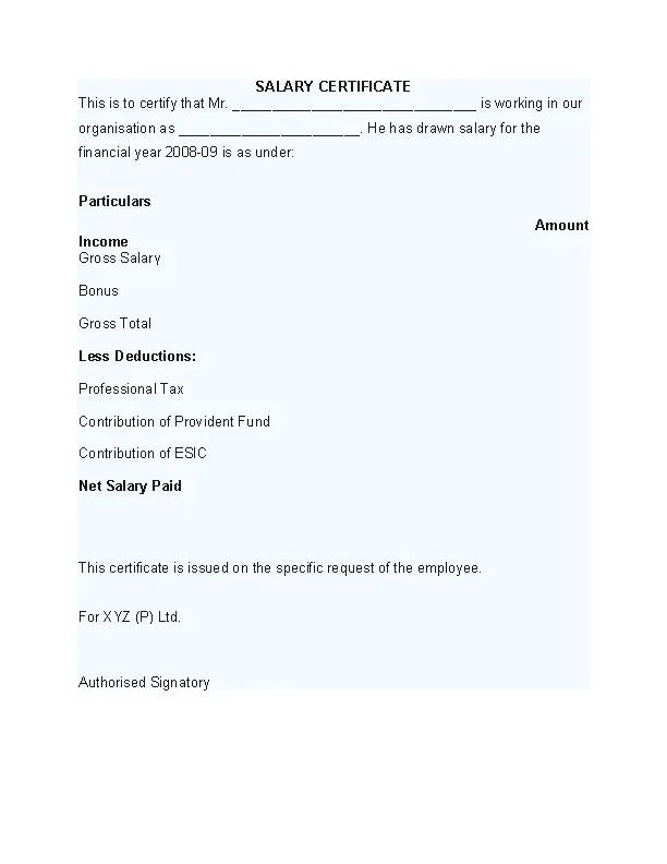 Editable Salary Certificate Format In Word PDFSimpli