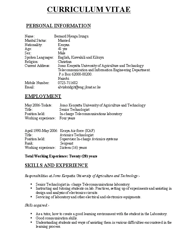 Electrical And Electronics Engineer Resume