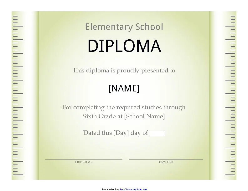 Elementary School Diploma Certificate Ruler Design