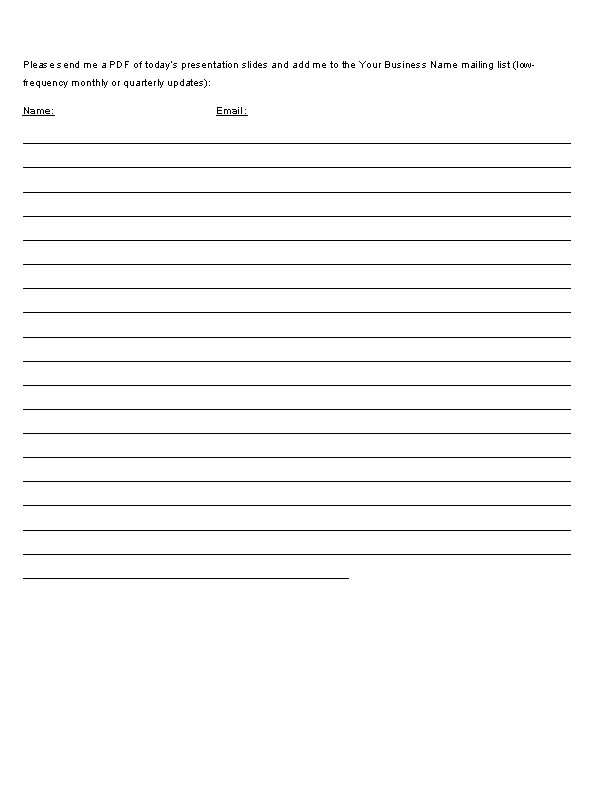 Email Mailing List Signup Sheet Template
