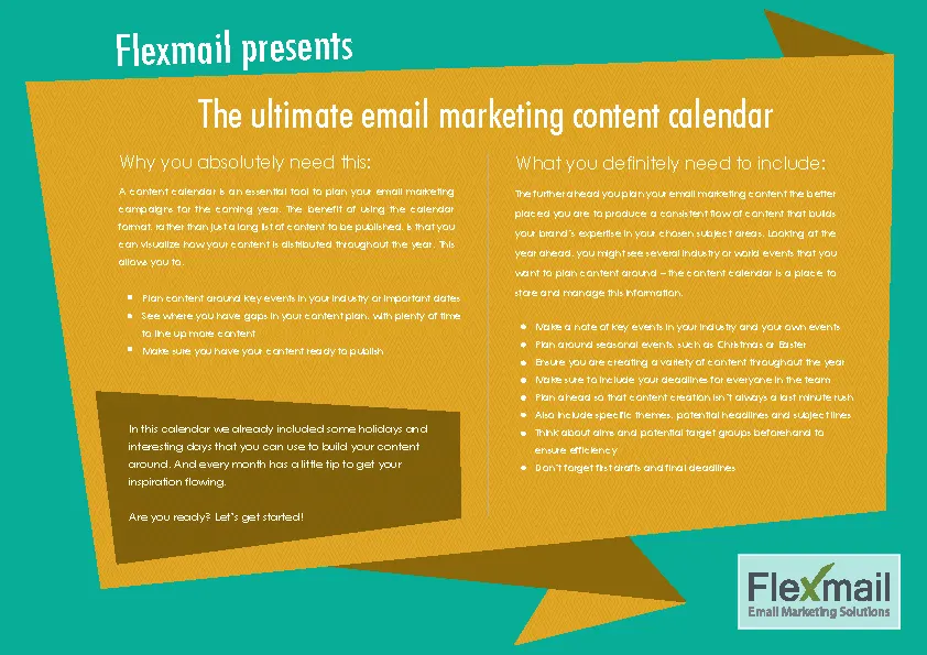 Email Marketing Content Calendar PDFSimpli