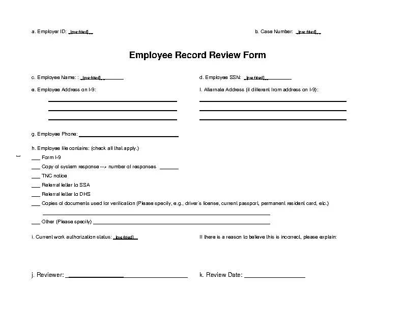 Employee Record Review Form - PDFSimpli