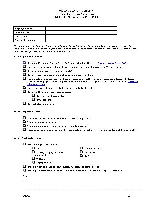Employee Termination Checklist - PDFSimpli
