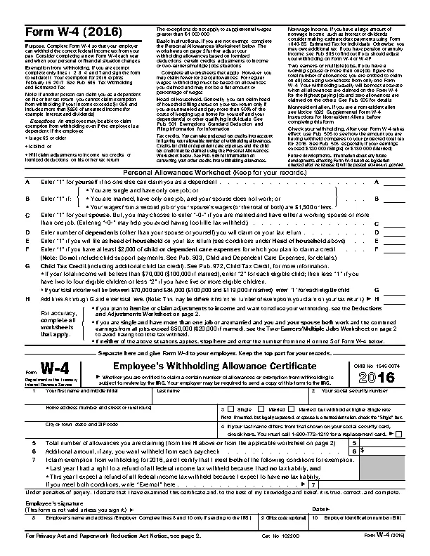 Employee Withholding Allowance Online Certificate - PDFSimpli