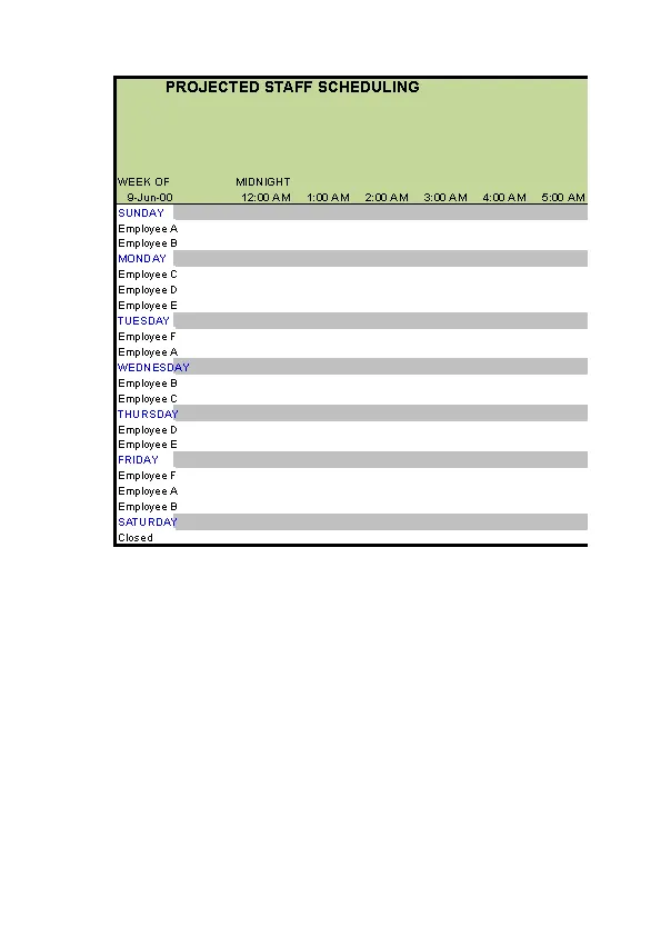 Employee Work Schedule Template Excel Format Download