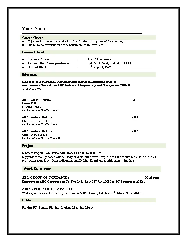 Engineering Mba Marketing Resume Sample - PDFSimpli