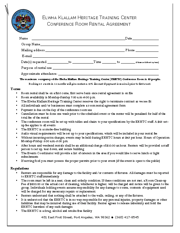 Enterprise Conference Room Rental Agreement PDFSimpli