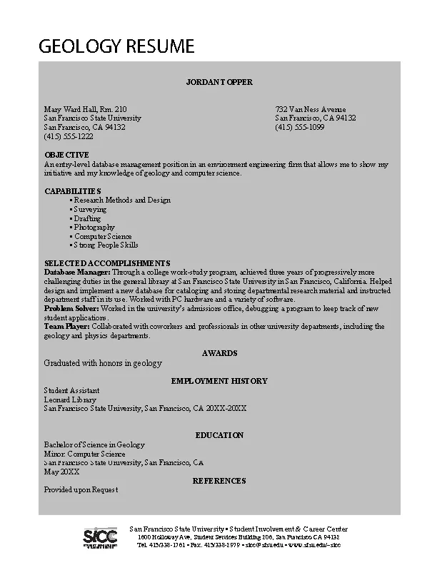 Entry Level Geologist Resume PDFSimpli