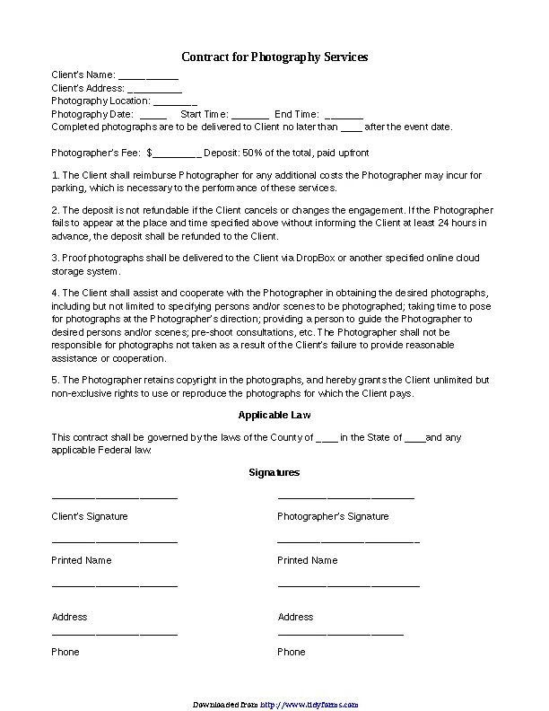 Event Photography Contract Template - PDFSimpli