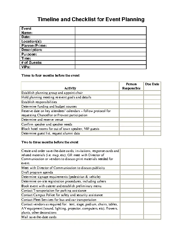 Event Planning Timeline And Checklist Template PDFSimpli