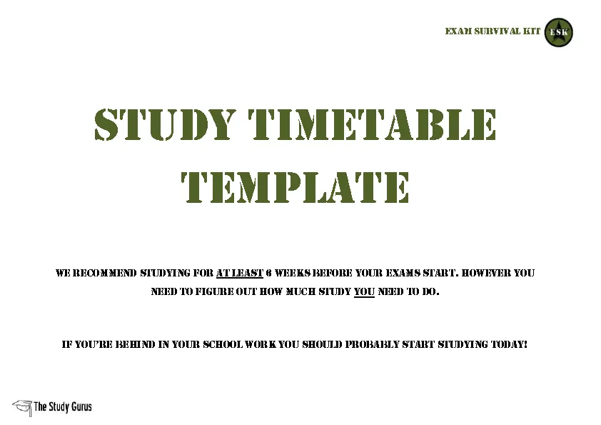 Exam Survival Timetable Template
