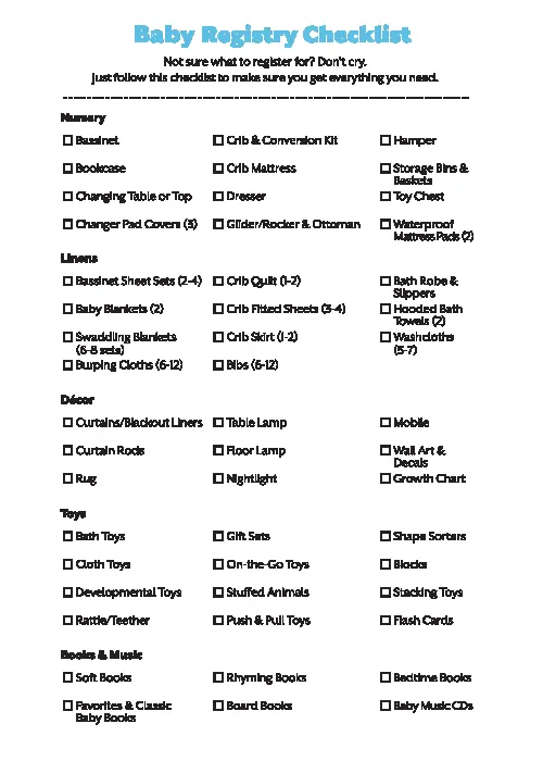 Example Essential Baby Registry Checklist - PDFSimpli