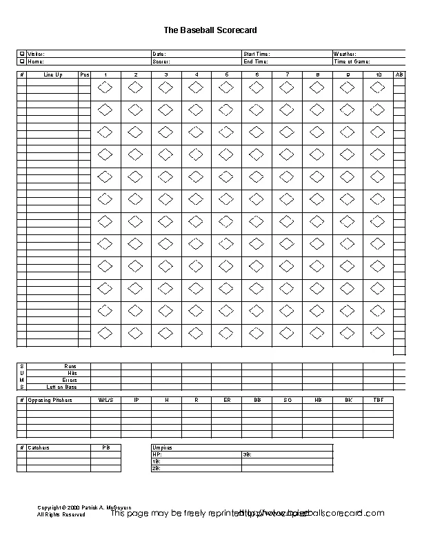 Example Excel Scorecard Baseball Template
