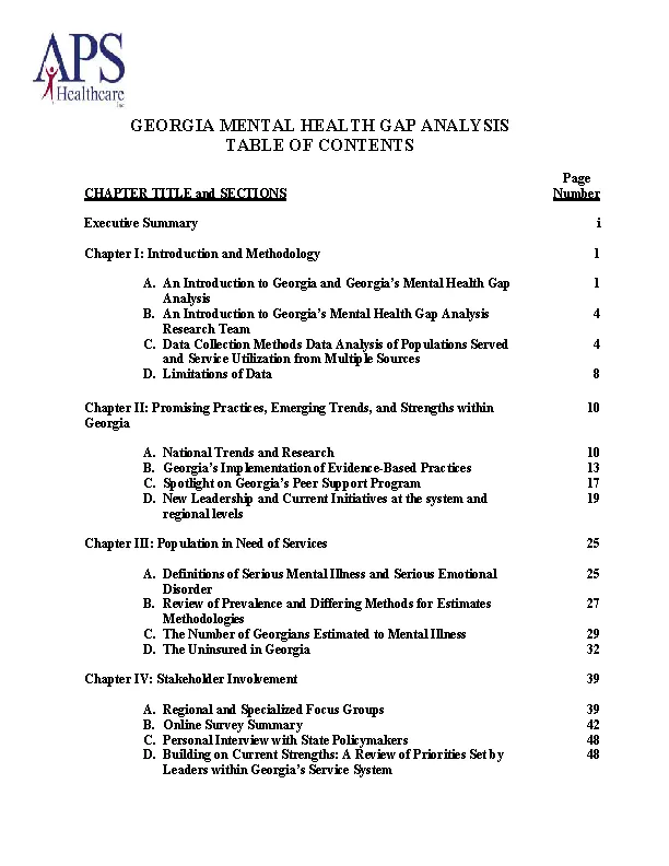 Example Georgia Mental Health Gap Analysis