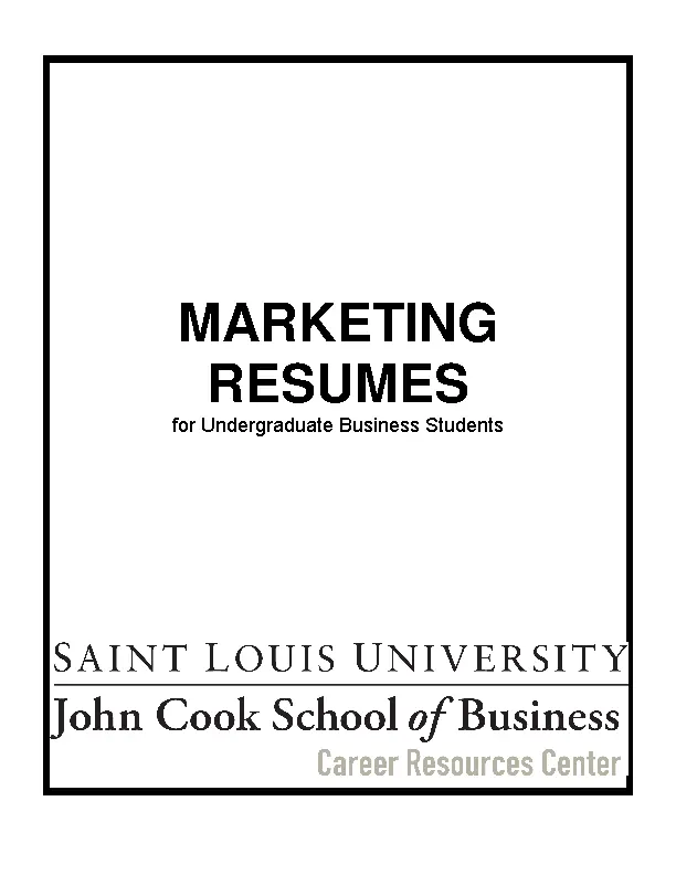 Example Of Marketing Resume