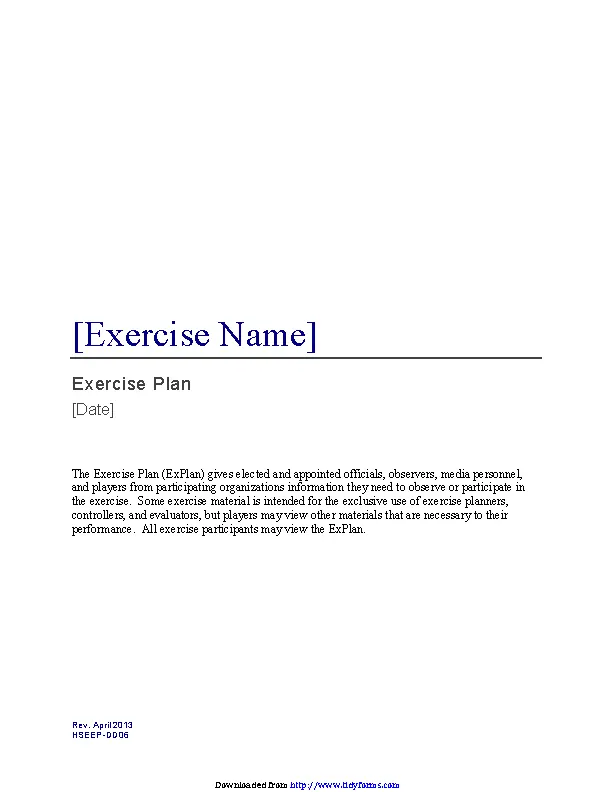 Exercise Plan Template
