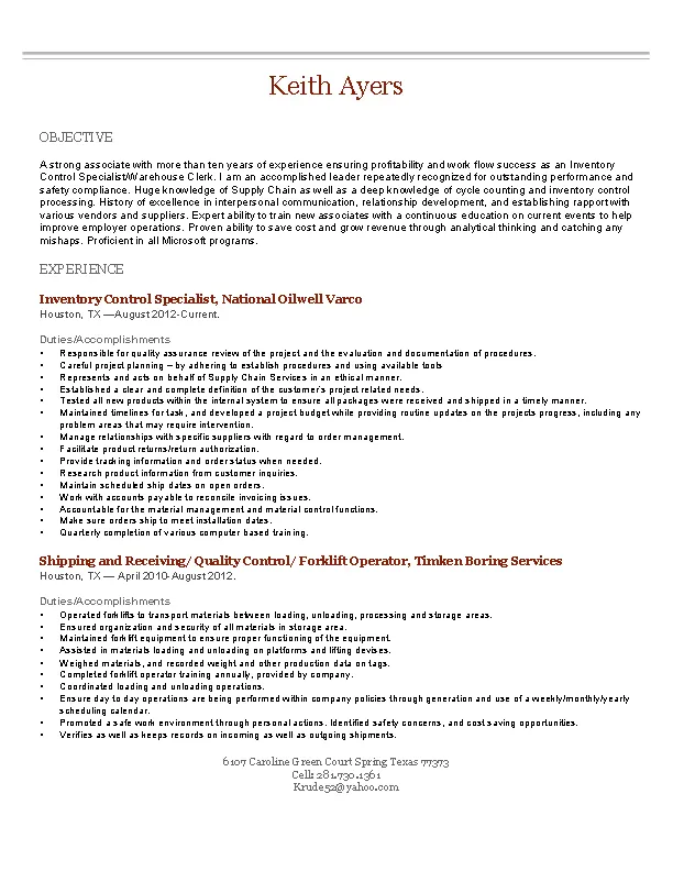 Experience Forklift Operator Resume PDFSimpli