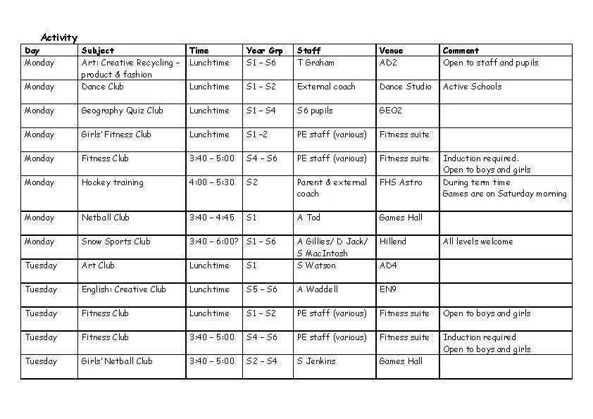 Extracurricular Activity Football Planner PDFSimpli