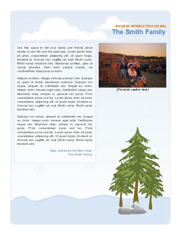 Family Holiday Newsletter Template Printable