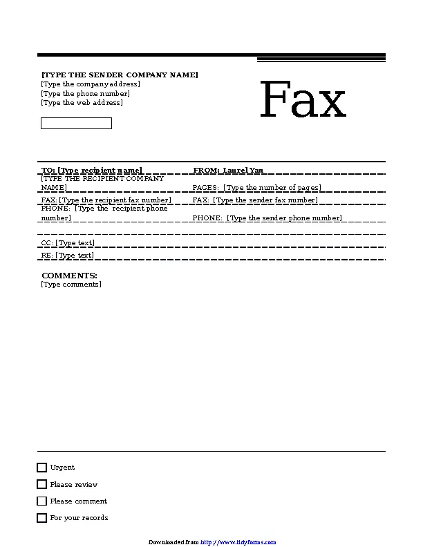 Fax Cover Sheet Urban Theme