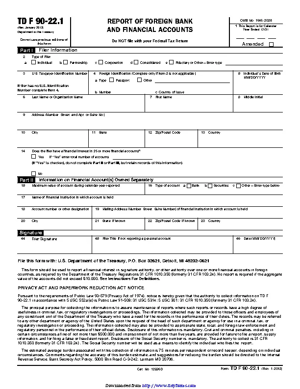 2023 Fbar Form Printable Forms Free Online