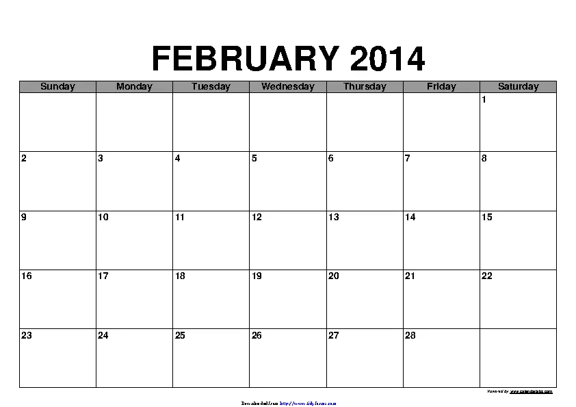 February 2014 Calendar 3