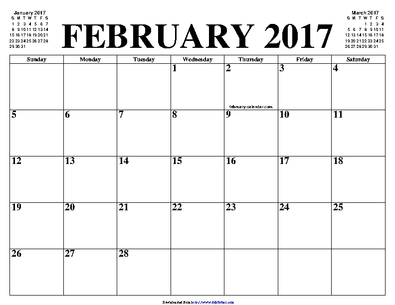 February 2017 Calendar 2 - PDFSimpli