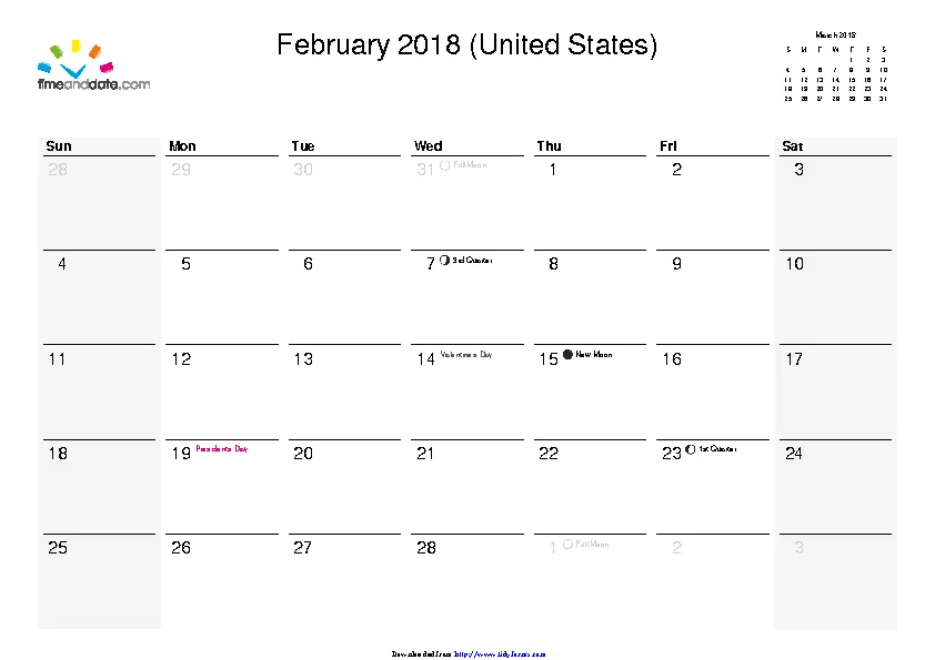 February 2018 Calendar 3 PDFSimpli