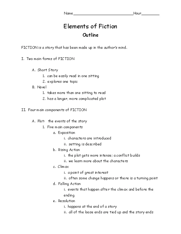 Fiction Story Outline Template - PDFSimpli