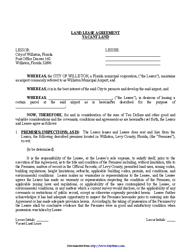 Florida Land Lease Agreement PDFSimpli
