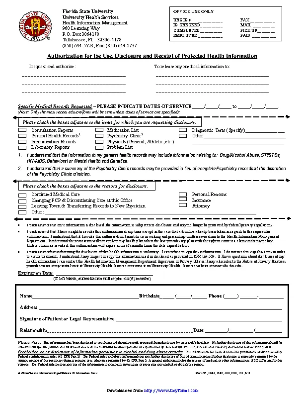 Florida Medical Records Release Form 3