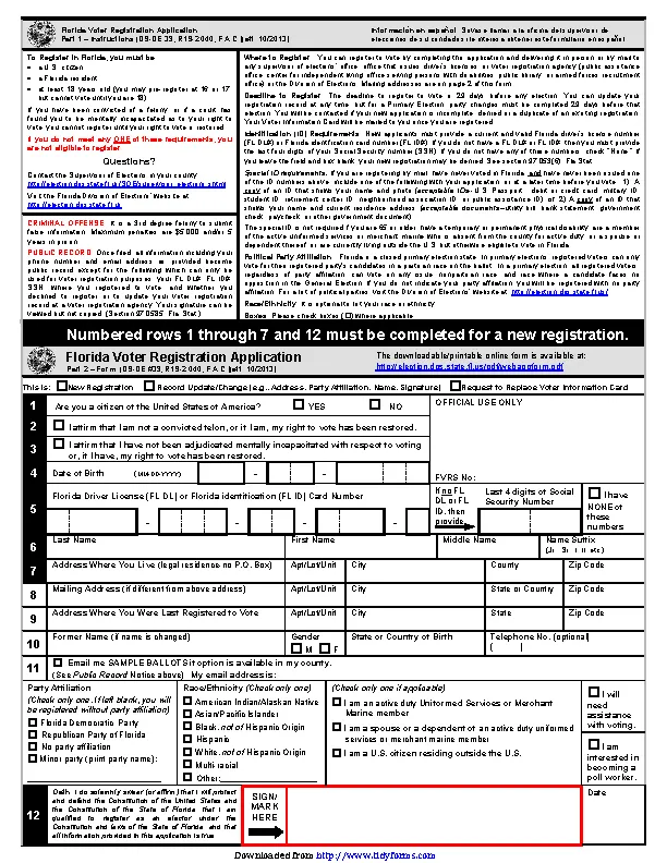 Florida Voter Registration Application