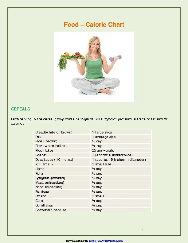 Food Calorie Chart 1 - PDFSimpli