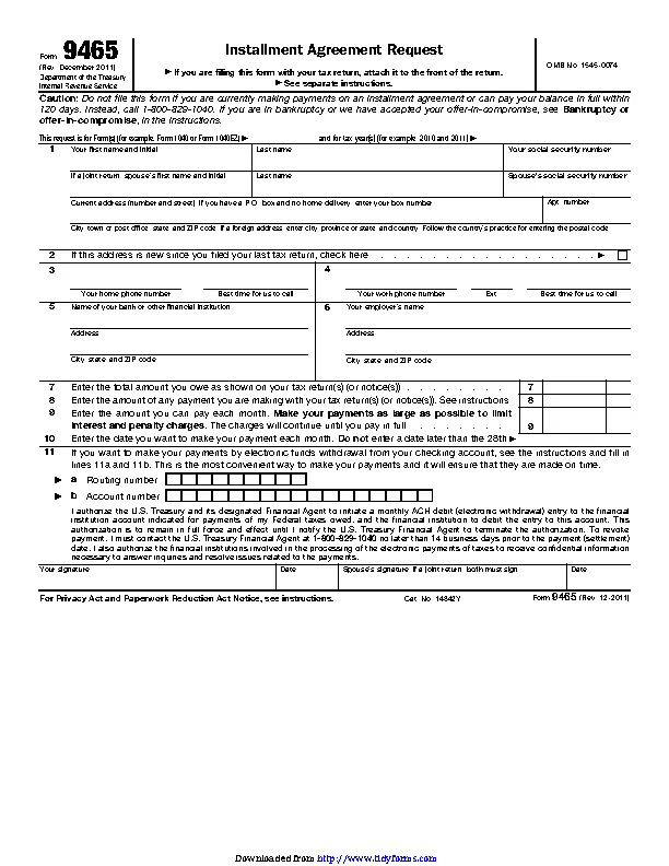 Form 9465 - Pdfsimpli