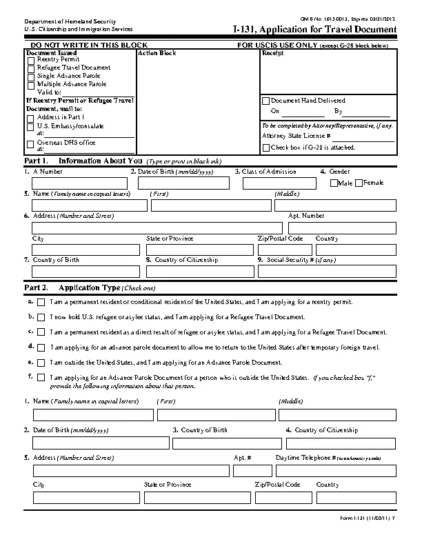 form 1 131 fee