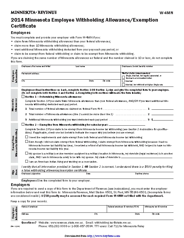 Form W 4Mn Minnesota PDFSimpli