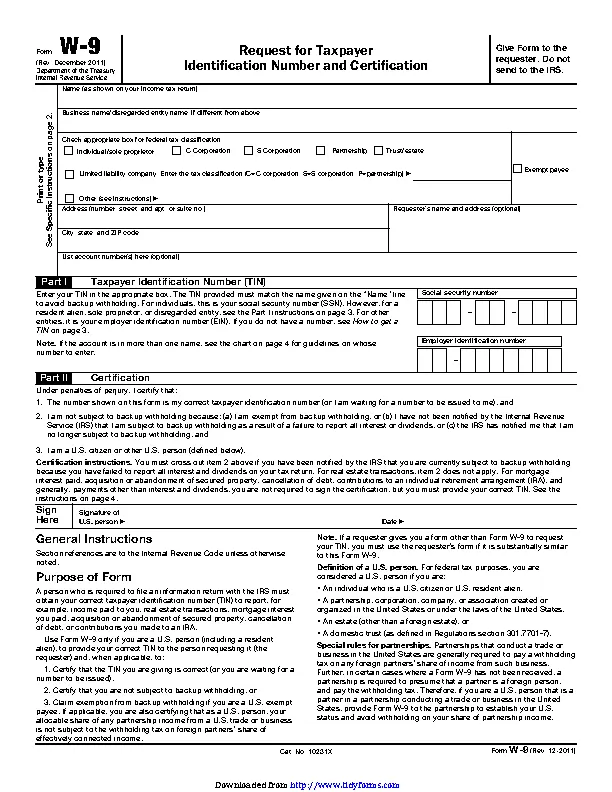 Form W 9 - PDFSimpli