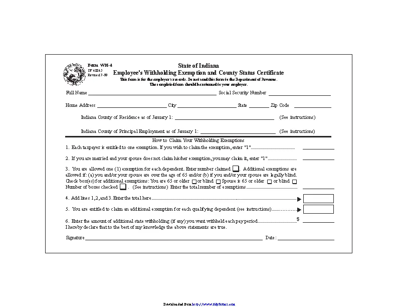 Wh 4 Form 2023 Indiana Printable Forms Free Online