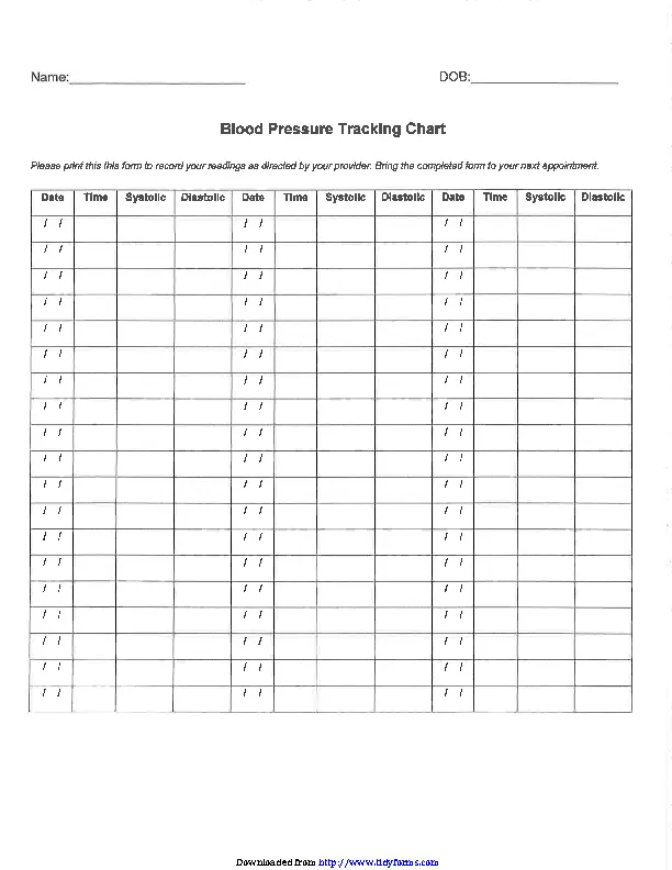 Free Blood Pressure Chart