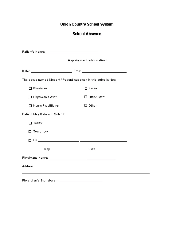 Free Doctors Note Template For School Absent