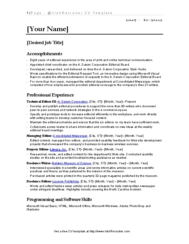 freelance writer resume pdf