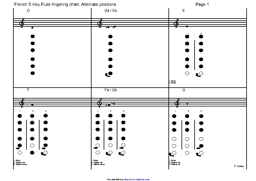 French 5 Key Flute Fingering Chart - PDFSimpli