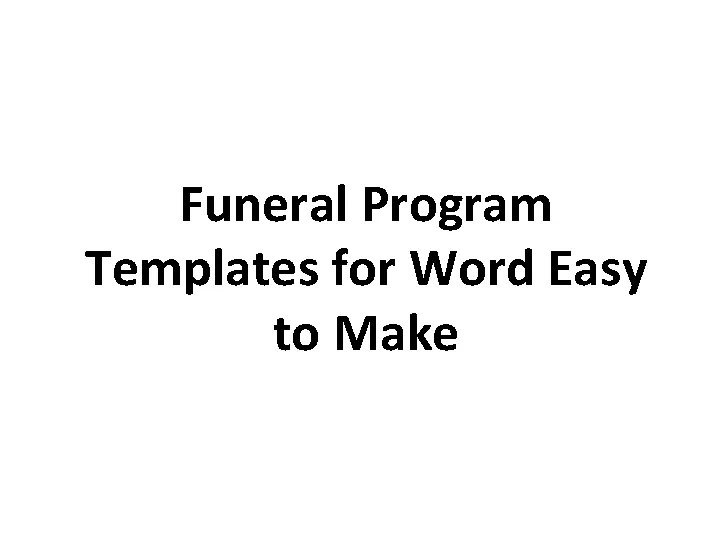 Funeral Program Template Ppt