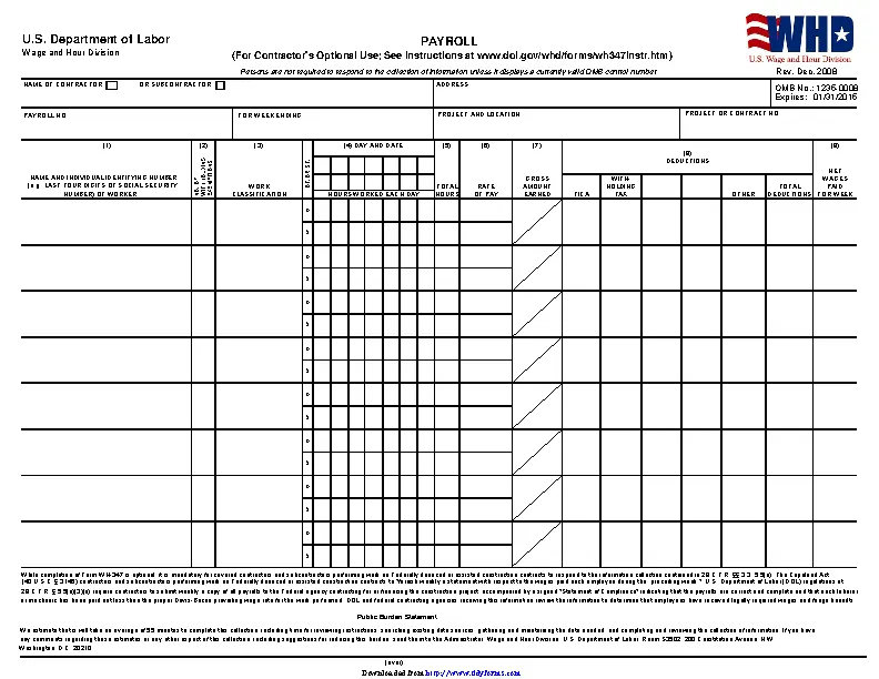 General Certified Payroll Form