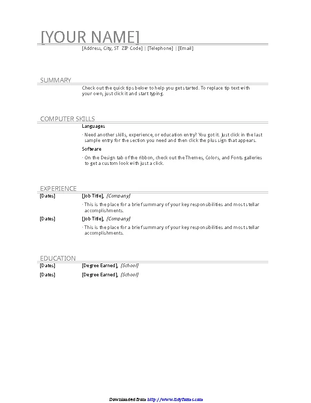 General Resume Template 1 - PDFSimpli